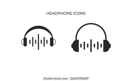Um ícone mesclando fones de ouvido com uma visualização de áudio, perfeito para aplicativos de música, podcasts ou serviços de som.