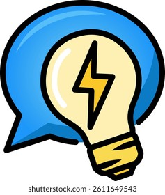 A icon merging thought bulb light, brain, and talk to represent group brainstorming, knowledge sharing, and problem-solving logo concepts.