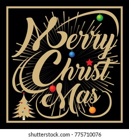 The Icon Merry Christmas Gold Color Created vector art image illustration on Black Background