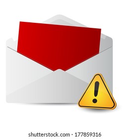 icon message 2d with exclamation sign on white background