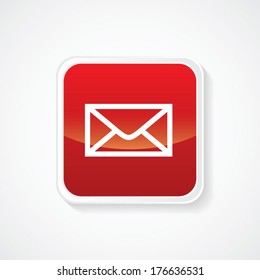 Icon of Message on Red Glossy Button. Eps-10