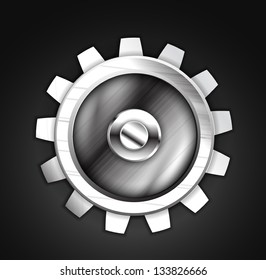 Icon - metallic gear design. Setting, setup, controls concept