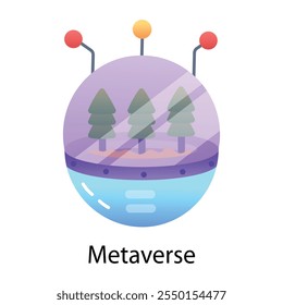 Um ícone de terra metaverso em estilo plano 