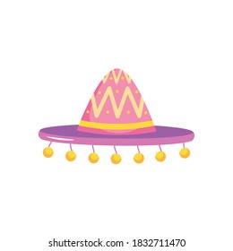 icon of mexican hat over white background, flat style, vector illustration