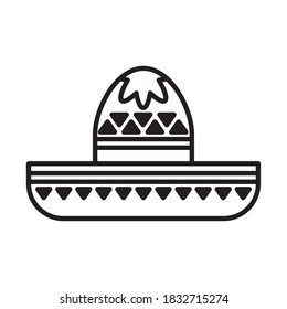 icon of mexican hat over white background, line style, vector illustration