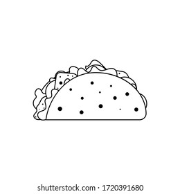 Icon mexican taco in tortilla. Vector transparent illustration on white background