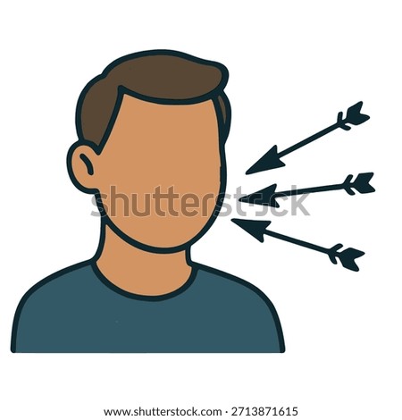Icon "Micro aggressions" - An image of a smiling person, with small, invisible arrows stabbing from their words.