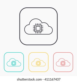 Icon of microchip in cloud