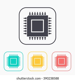 icon of microchip color set