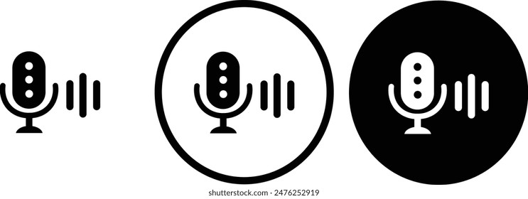 icon microphone black outline for web site design 
and mobile dark mode apps 
Vector illustration on a white background