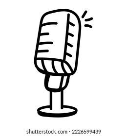 An icon of microphone in hand drawn style 