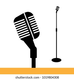 Icon microphone illustration mic close-up flat design vector