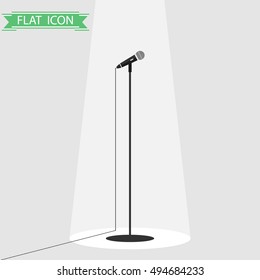 Icon microphone, illustration microphone, mic. Flat design, vector.