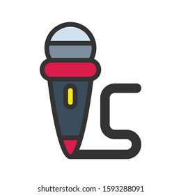 Icon microphone in lineal color style. vector illustration and editable stroke. Isolated on white background.