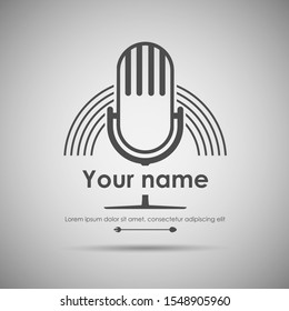 Icon with microphone. Logo of a cafe or restaurant.