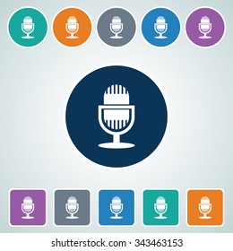 Icon of Microphone in Multi Color Circle & Square Shape. Eps-10.