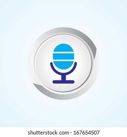 Icon of Microphone on Button. Eps-10.