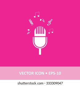 Icon of Microphone on Magenta Color Background. Eps-10.