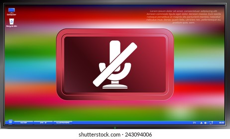 Icon microphone on the screen monitor. Made vector illustration