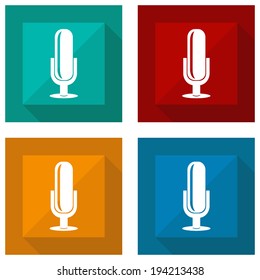 icon microphone with shadow different colors. Vector illustrations