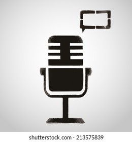 Icon microphone and speech bubble. Graffiti style.