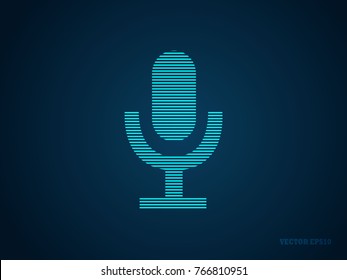 Icon microphone voice  vector. Icon symbol isolated on blue background. Navigation map, gps, direction, placecontact, search concept.Vector illustration EPS 10