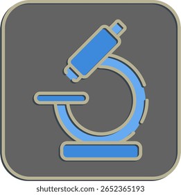 Microscópio de ícone. Elementos médicos. Ícone no estilo em alto-relevo.