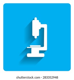 Icon of microscope on bright blue background