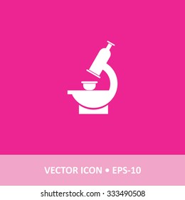 Icon of Microscope on Magenta Color Background. Eps-10.