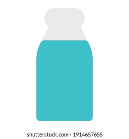 botella de leche con estilo plano y color azul dominan