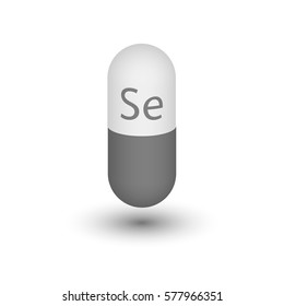 The icon of the mineral Selenium. Capsule pills 3D vector molybdenum mineral and vitamin complex. A healthy lifestyle medical and food additive. Two-color capsules. Design element.