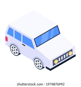 An Icon Of Mini Car, Isometric Vector 