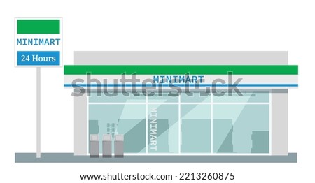 Icon mini convenience store art modern element map road sign symbol logo famous identity city style shop urban 3d flat building street isolated white background design vector template illustration