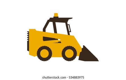 Icon mini loader. Construction machinery. Vector illustration. Flat style. 