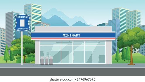 Icon mini store mall art modern element road sign symbol logo famous identity city style shop sale cart door urban 3d flat street white design vector summer trees town
