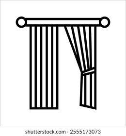 icon  minimalist curtain design, ideal for illustrating interior decor or home improvement.