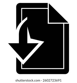  icon, minimalist design, document symbol, download arrow, geometric shapes, sharp angles, negative space, bold graphic