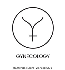 An icon of a minimalistic uterus symbol in vector, representing gynecology and medical care, with an editable stroke.