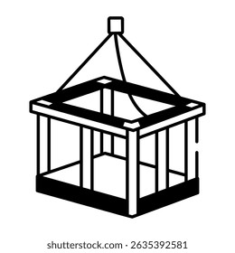 Um ícone de uma jaula de mineração projetado no estilo doodle
