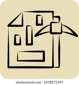 Icon Mining Chart. related to Cryptography symbol. hand drawn style. simple design illustration