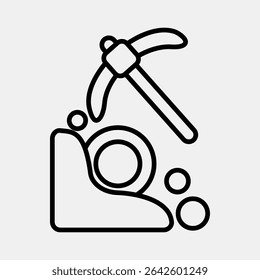 Icon mining. Crypto currency elements. Icon in line style.