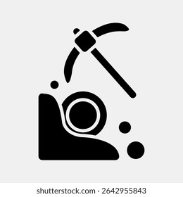 Icon mining. Crypto currency elements. Icon in glyph style.
