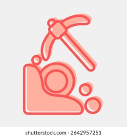 Icon mining. Crypto currency elements. Icon in two tone style.