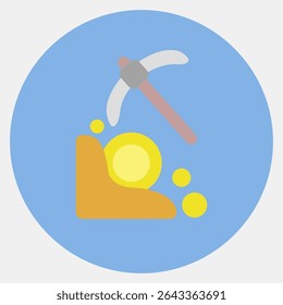Icon mining. Crypto currency elements. Icon in color mate style.