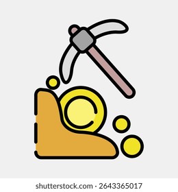 Icon mining. Crypto currency elements. Icon in filled line style.