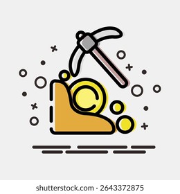 Icon mining. Crypto currency elements. Icon in MBE style.