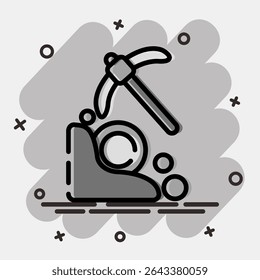 Icon mining. Crypto currency elements. Icon in comic style.