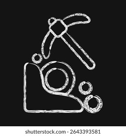 Icon mining. Crypto currency elements. Icon in chalk style.
