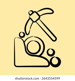 Icon mining. Crypto currency elements. Icon in hand drawn style.