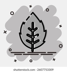 Icon mint. Plant leaves elements. Icon in comic style.